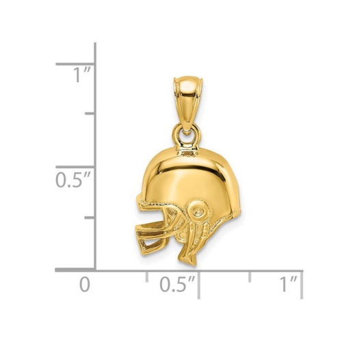 14K Yellow Gold Football Helmet Pendant with Chain