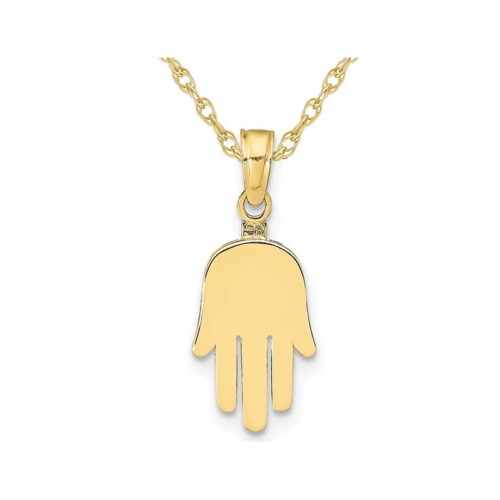 GEM AND HARMONY  10K Gold Hamsa Charm Pendant Necklace With Chain In Yellow