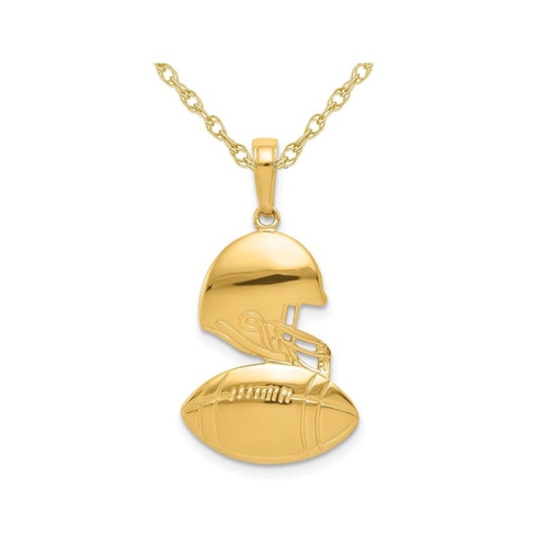 gold chain with football pendant