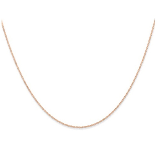 14K Rose Pink Gold Carded Cable Rope .6mm Chain 20 Inches