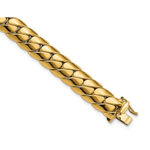 Mens 10K Yellow Gold 3D Hollow Miami Cuban Link Bracelet 17mm Box Clasp 9  Inches - JFL Diamonds & Timepieces