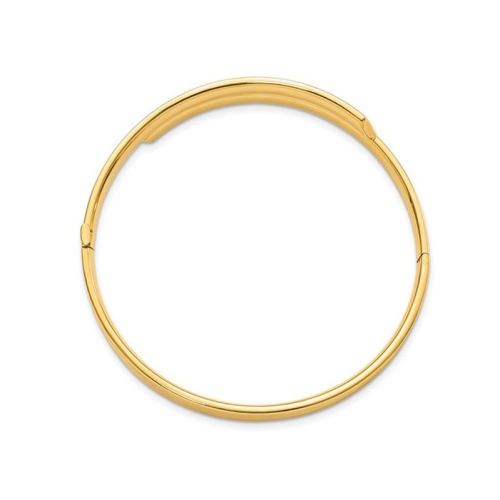 14K Yellow and White Gold Diamond-Cut Overlap Bangle Bracelet