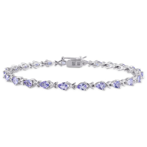GEM AND HARMONY  4.30 Carat (Ctw) Tanzanite X-Link Bracelet In Sterling In Silver