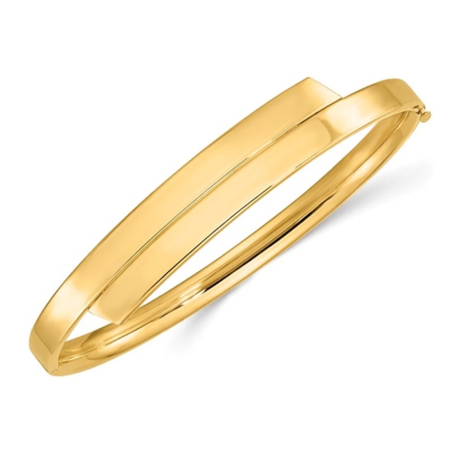 14K Yellow Gold Overlap Hinged Bangle