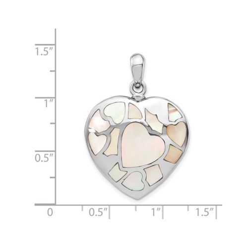 Mother of Pearl Heart Pendant Necklace in Sterling Silver with Chain