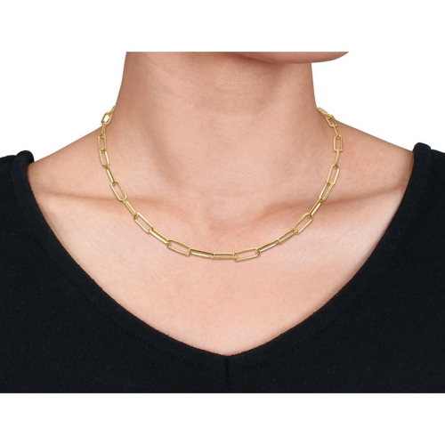 Diamond-Cut Paperclip Chain Necklace in 18K Yellow Gold Plated Sterling Silver