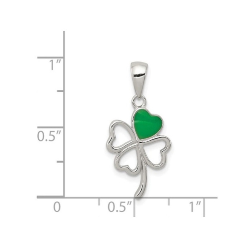 Sterling Silver Four Leaf Clover Heart Charm Pendant Necklace with Chain