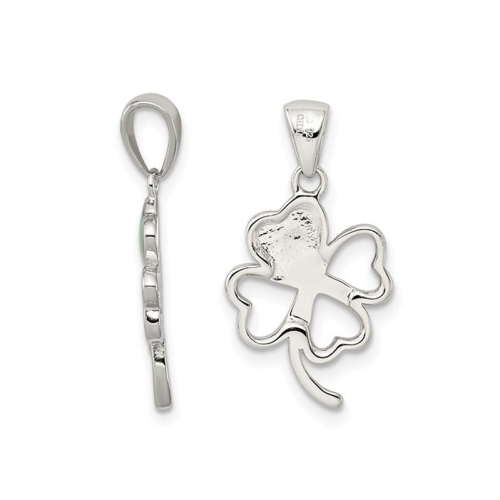 Sterling Silver Four Leaf Clover Heart Charm Pendant Necklace with Chain