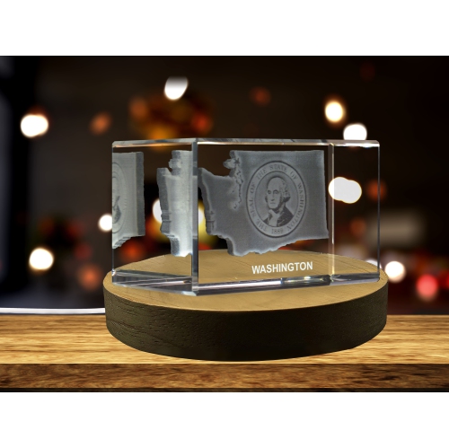 Washington State 3D Engraved Crystal 3D Engraved Crystal Keepsake/Gift/Decor/Collectible/Souvenir