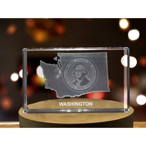 Washington State 3D Engraved Crystal 3D Engraved Crystal Keepsake/Gift/Decor/Collectible/Souvenir
