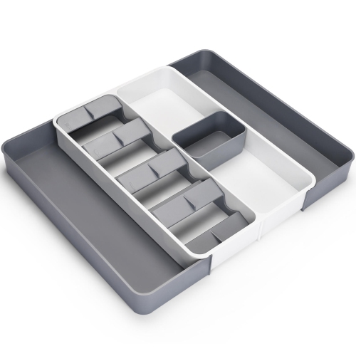 Organisateur de tiroir en plastique pour ustensiles de cuisine extensible et réglable pour le stockage de la maison - LIVINGbasics®