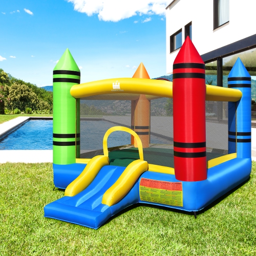 Costway Inflatable Bounce House Kids Jumping Castle w/ Slide&Ocean Balls Blower Excluded