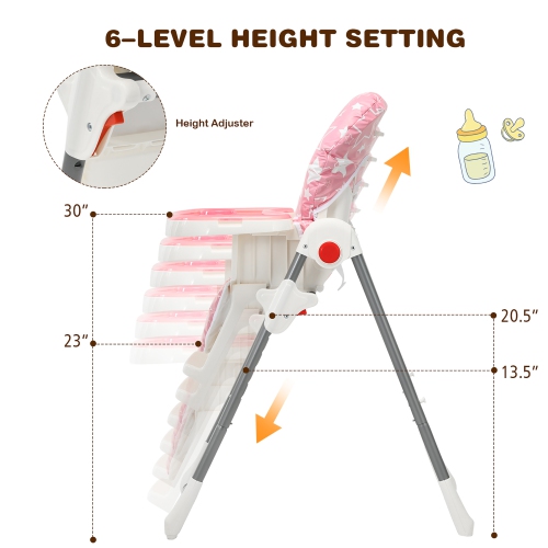 Babyjoy Folding Baby High Chair Dining Chair w/ 6-Level Height Adjustment