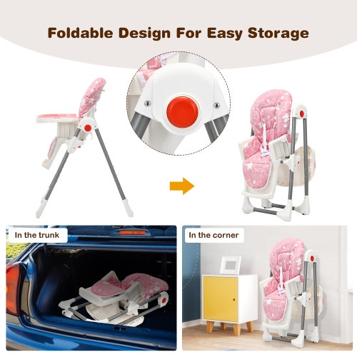 Babyjoy Folding Baby High Chair Dining Chair w/ 6-Level Height Adjustment