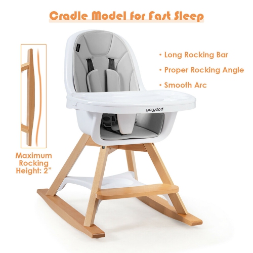Chaise haute convertible 3-en-1 en bois pour bébé de Costway avec plateau et pattes ajustables