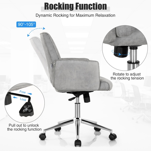 Costway Hollow Mid Back Leisure Office Chair Adjustable Task Chair w/Armrest