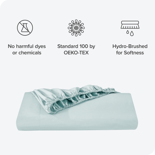 Bare Home 100% Organic Cotton Fitted Bottom Sheet - Crisp Percale Weave - Lightweight & Breathable - Winter Blue, Twin