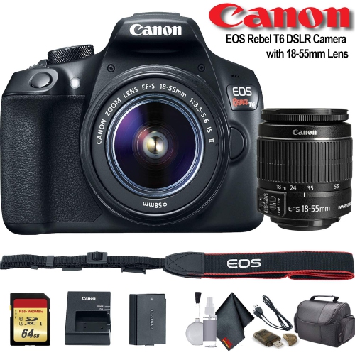 Canon EOS Rebel T6 DSLR Camera with 18-55mm Lens (1159C003) - Starter Bundle