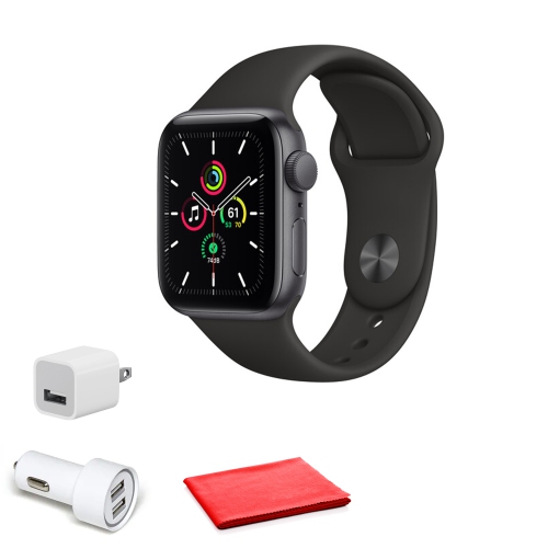 Apple Watch SE (GPS, 40mm) Space Gray + Black Sport Band with