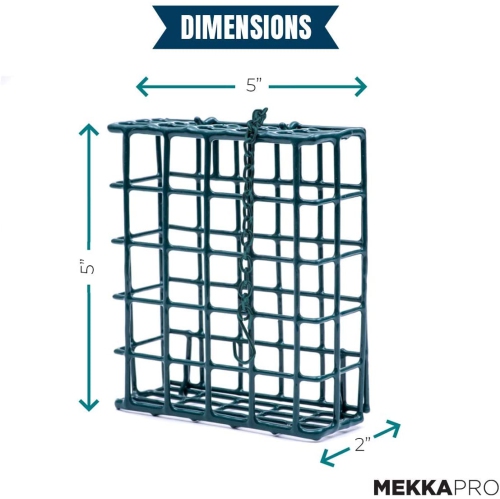 Mangeoire pour oiseaux sauvages MeKKKAKPRO avec toit en métal suspendu, capacité d'un suif, alimentation recommandée pour les oiseaux