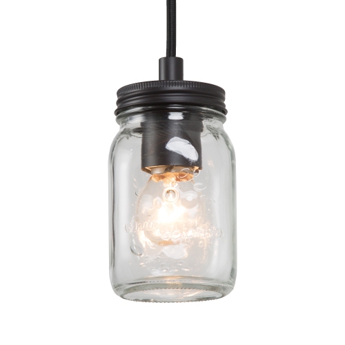 LNC  Industrial 1-Light Mason Jar Swag Lighting Pendant