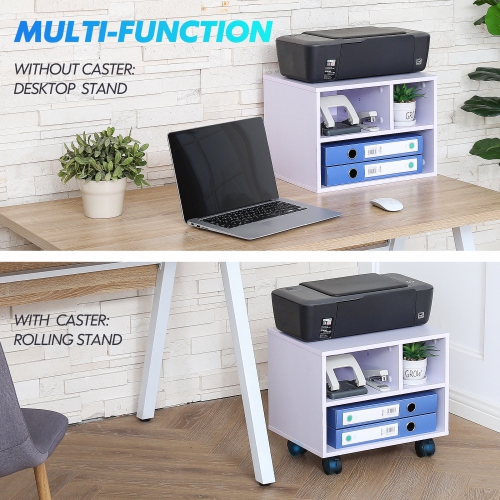 FITUEYES Mobile Printer Stand Under Desk Machine Work Modern File Cabinet Cart with Wheels, PS304005WW