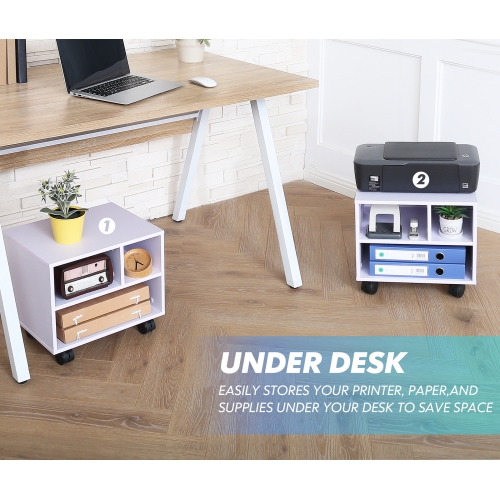 FITUEYES Mobile Printer Stand Under Desk Machine Work Modern File Cabinet Cart with Wheels, PS304005WW