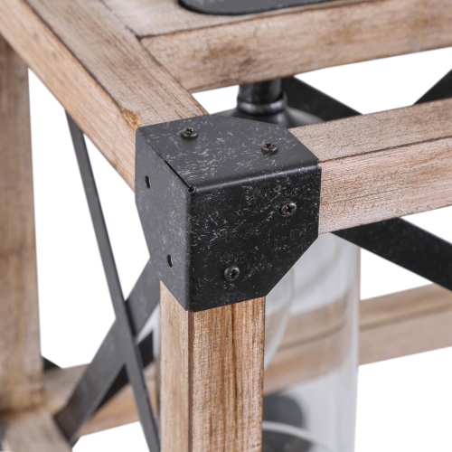 Farmhouse 4-Light Rectangle Chandelier with Distressed Pinewood