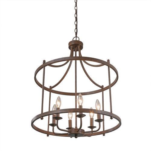 LNC  Minimal 6-Light Rusted Chandelier
