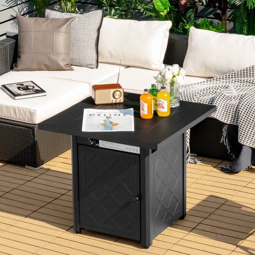 Costway 28" Propane Fire Pit Table 50,000 BTU Patio Square Gas Fireplace W/ Lava Rock