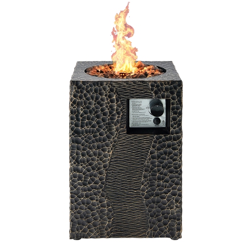 16" Square Outdoor Propane Fire Pit w/Lava Rocks Waterproof Cover 30,000 BTU