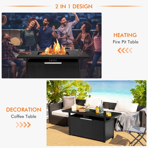 Costway 57" Rectangular Propane Gas Fire Pit 50,000 Btu Heater Outdoor Table