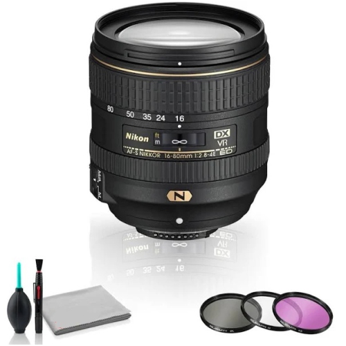Nikon AF-S DX NIKKOR 16-80mm f/2.8-4E ED VR Lens with Cleaning Kit and  Filter Kit (Renewed)
