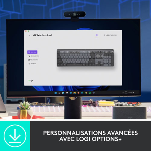 Logitech MX Mechanical Wireless Full-size Backlit Tactile Keyboard - Graphite