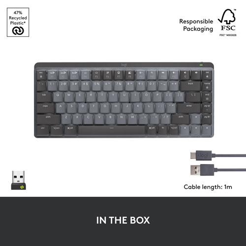 Logitech MX Mechanical Mini Wireless Compact Backlit Tactile Keyboard - Graphite