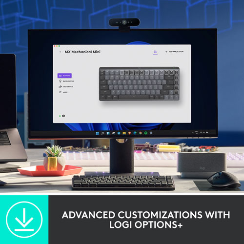 Logitech MX Mechanical Mini Wireless Compact Backlit Clicky Keyboard - Graphite