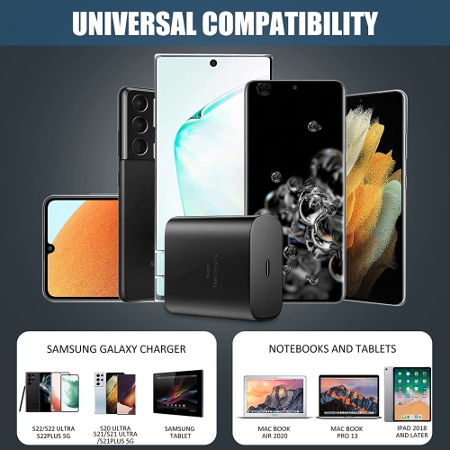 Glow Accessories 45W USB-C Super Fast Charging Wall Charger with USB-C to C Cable for Samsung Galaxy S22, S21, S20 Ultra Plus, Note 10+, Note 20,