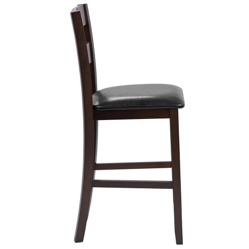 Costway 4-Pieces Bar Stools Counter Height Chairs w/ PU Leather Seat Espresso