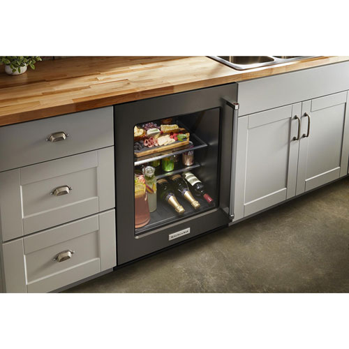 KitchenAid Undercounter 5.2 Cu. Ft. Freestanding Bar Fridge - Black Stainless Steel