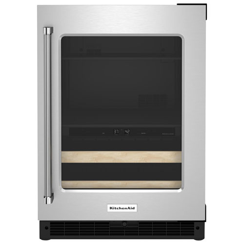 KitchenAid Undercounter 4.9 Cu. Ft. Freestanding Beverage Centre - Stainless Steel/Wood