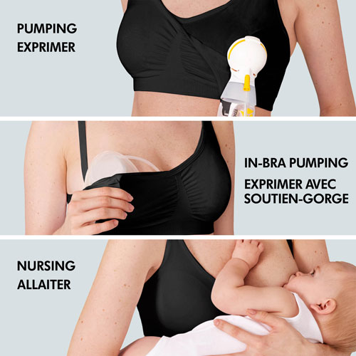 Medela 3-in-1 Nursing / Pumping Bra - Small - Black