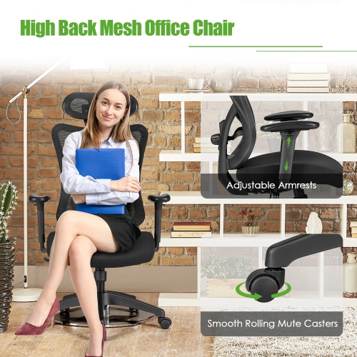 Costway Ergonomic High Back Mesh Office Chair w/ Adjustable Lumbar Support