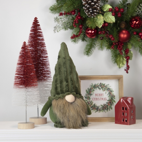 Plush Christmas Gnome Decoration - 12" - Green