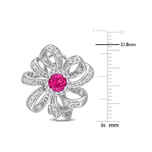 2.00 Carat Pink Topaz & White Topaz Flower Omega-Clip Earrings in Sterling Silver