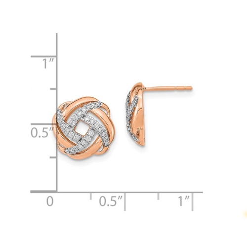 1/4 Carat Diamond Love Knot Earrings in 14K Rose Pink Gold