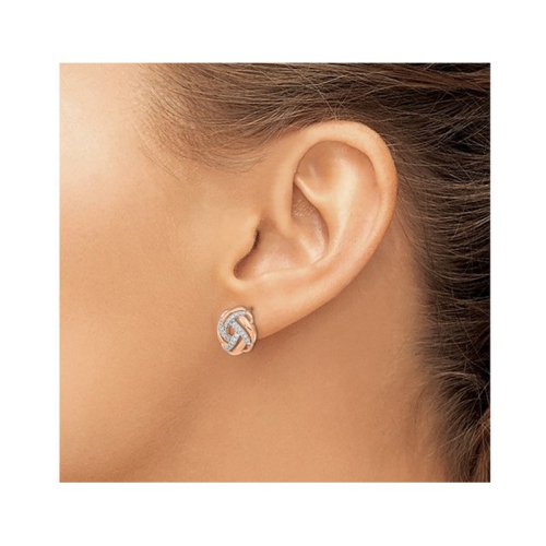 1/4 Carat Diamond Love Knot Earrings in 14K Rose Pink Gold