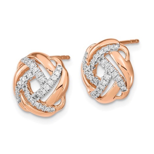 1/4 Carat Diamond Love Knot Earrings in 14K Rose Pink Gold