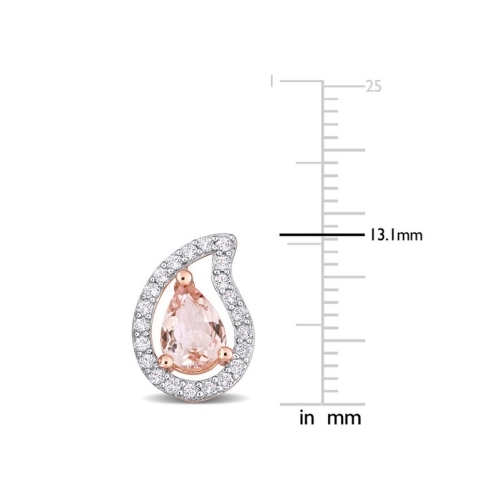 1.50 Carat Morganite Pear Earrings with White Topaz in Rose Plated Sterling Silver
