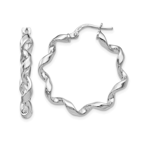 Sterling Silver Twisted Hoop Earrings 1 Inch