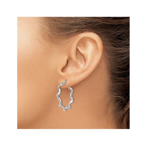 Sterling Silver Twisted Hoop Earrings 1 Inch